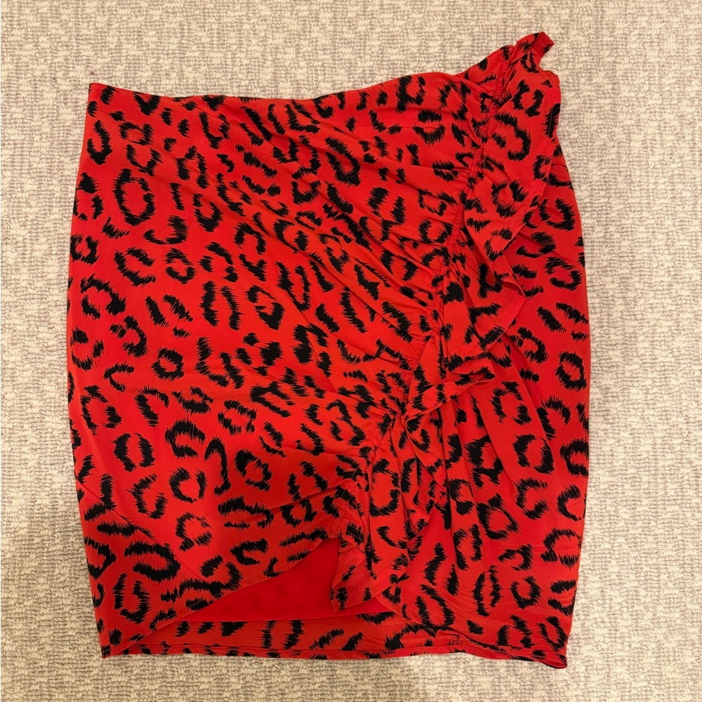 A.L.C. Vibrant Red and Black Animal Print Skirt worn once